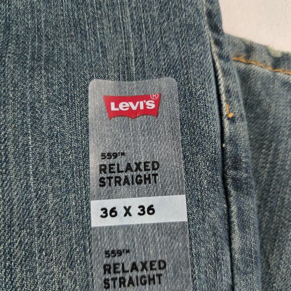 NWT Levi's 559 relaxed straight jeans 36x36 blue denim mens 6140 - Picture 2 of 11